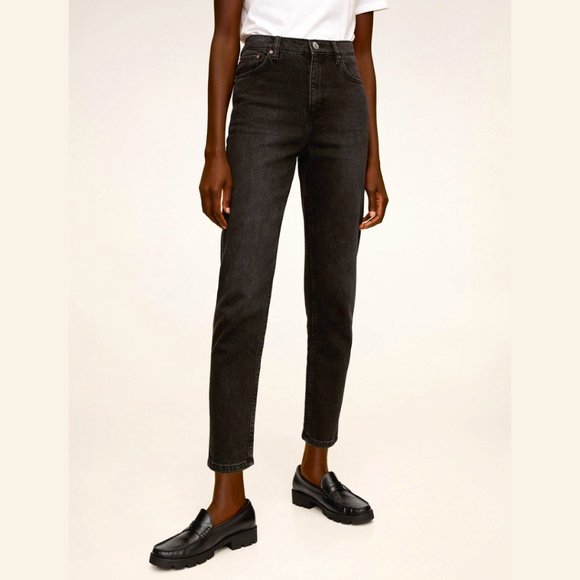 Mango Mom Jeans Dark Denim Sz 1 - Picture 1 of 12